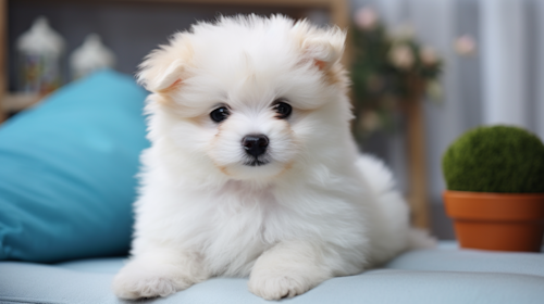 White Pomachon dog